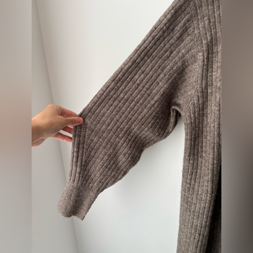 H&M Long Ribbed Duster Cardigan  Balloon Sleeve Cozy Layer L - Picture 4 of 10